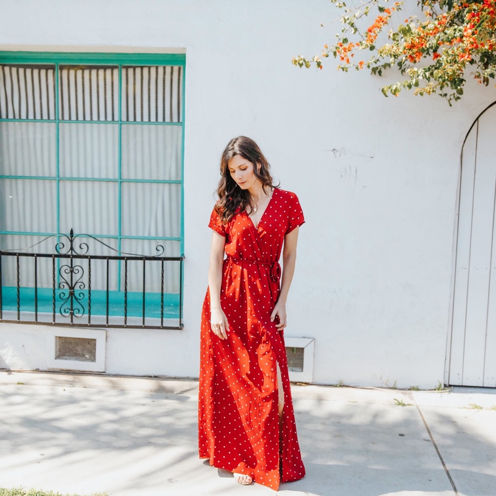 Vici dolls red polka dot maxi dress